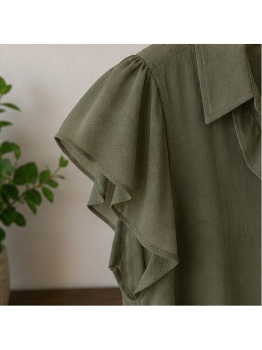 Olive Ruffle Blouse - Picture 5 of 6